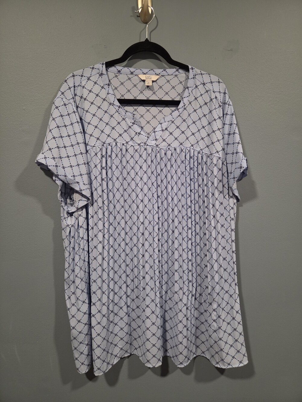 Light Blue Printed Short Sleeve Women’s Top - 2X